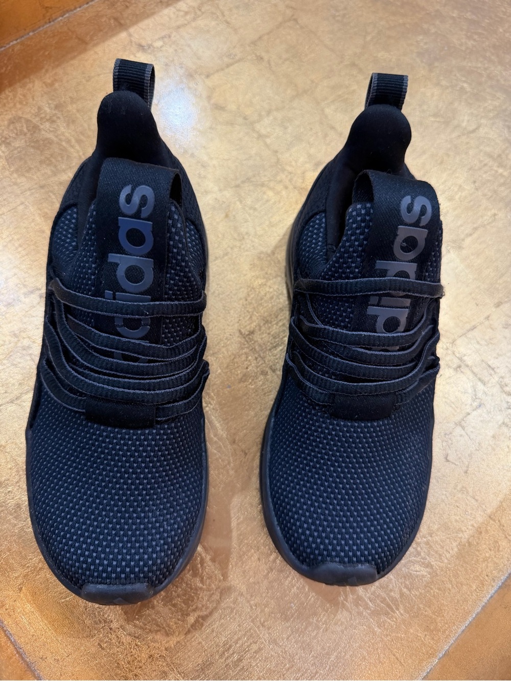 NWOT: Adidas Kids Lite Racer Adapt Black Slip-On Athletic Sneakers, sz 13